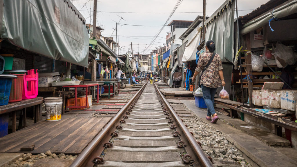 Maeklong Railway Market close to Bangkok